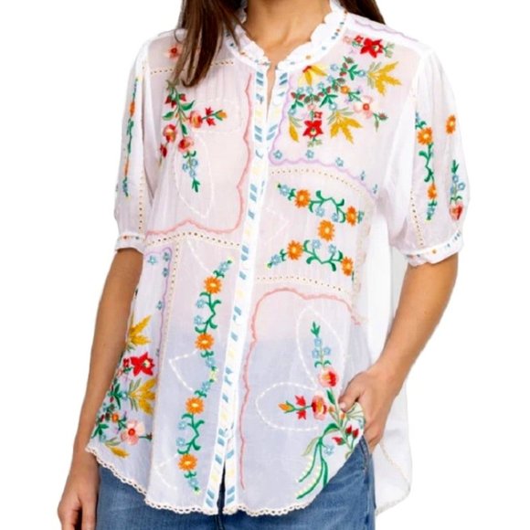 Johnny Was Mircea Blouse, White - C11923-3